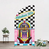 Aperturee - Aperturee Hiphop Plaid Fabulous 50s Dance Party Half Moon Arch Backdrop